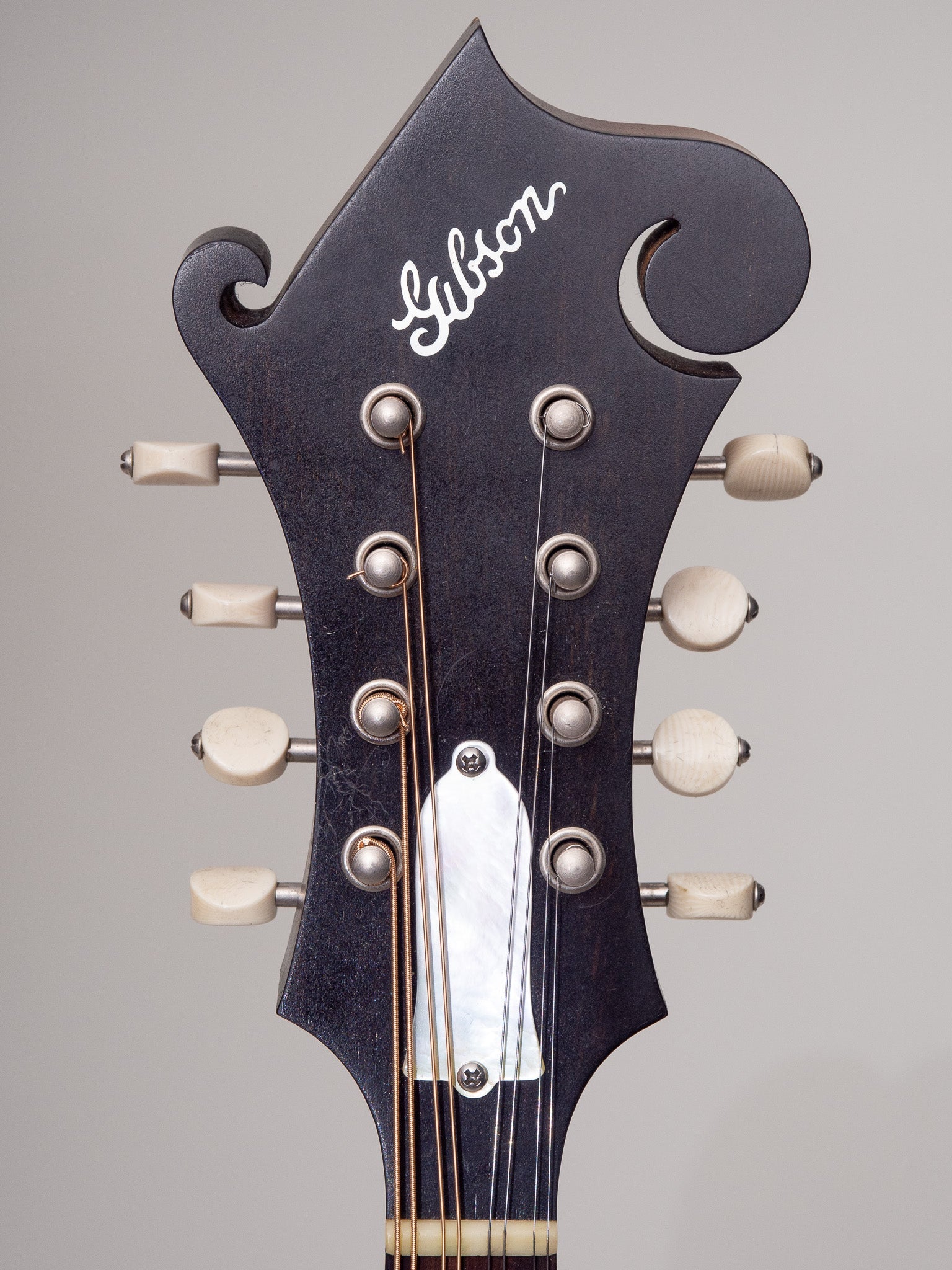 2012 Gibson F-9 Custom #1 Korina Mandolin Headstock