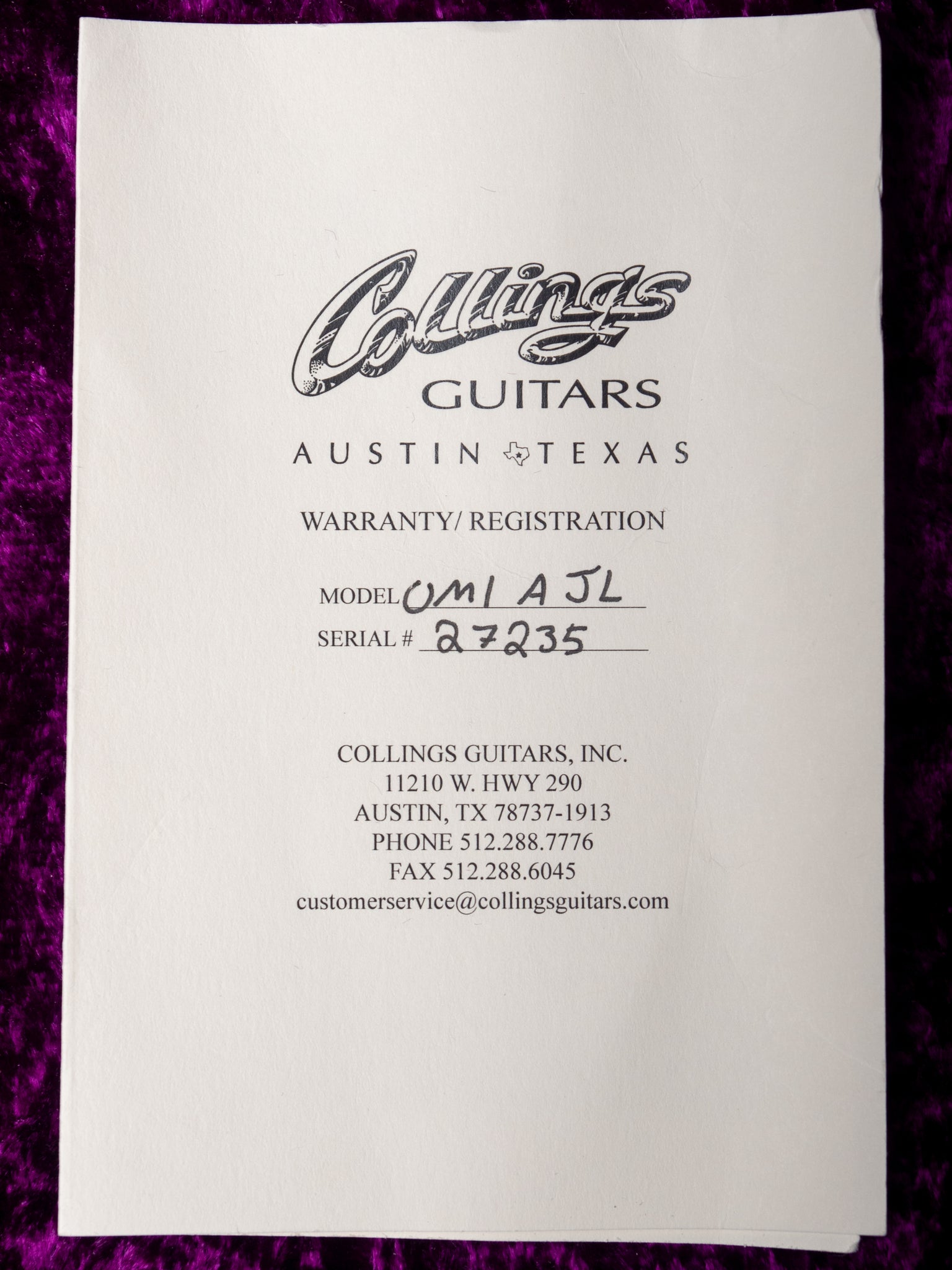 2018 Collings OM1AJL SN 27235