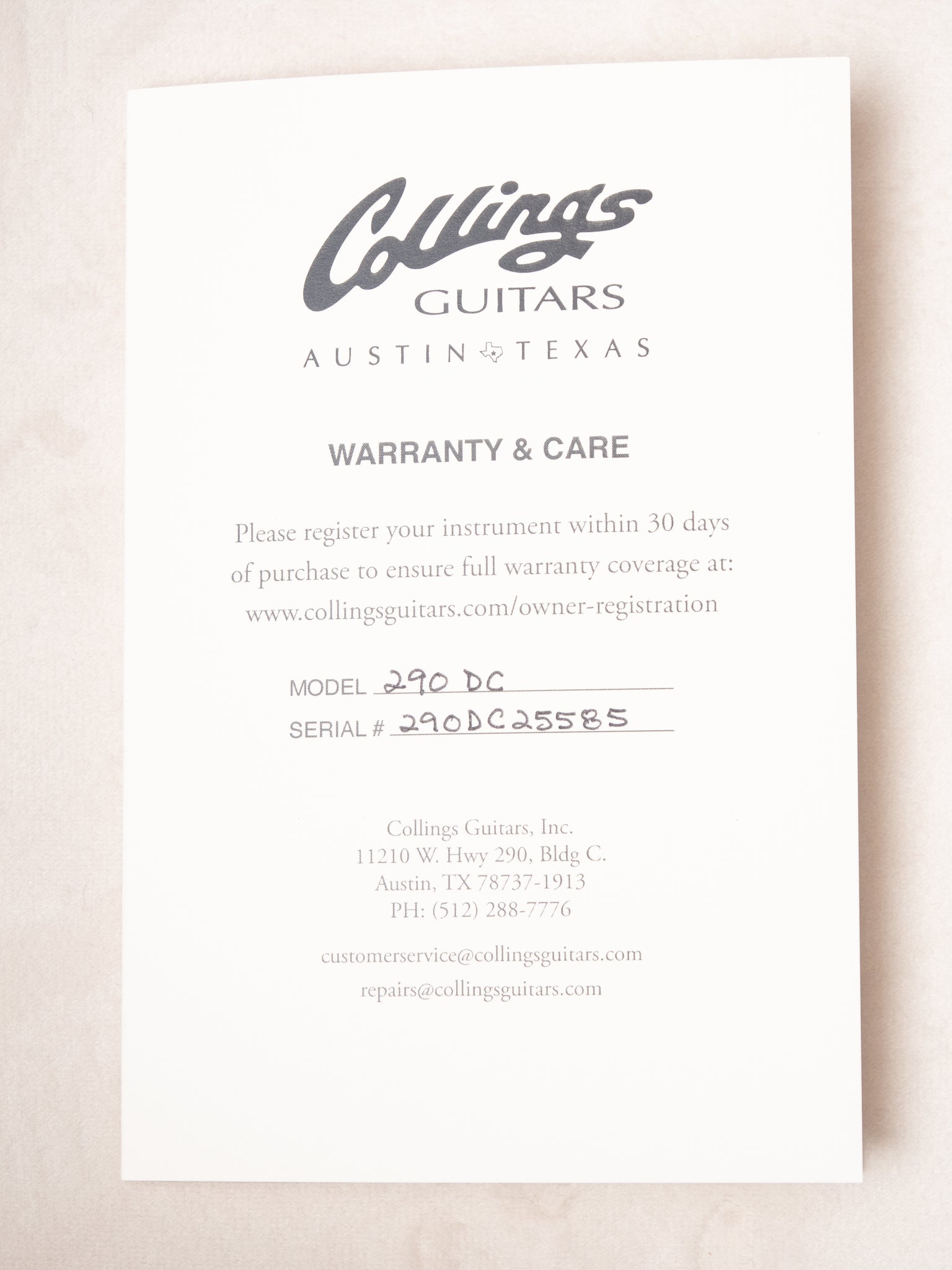 2025 Collings 290DC SN 25585