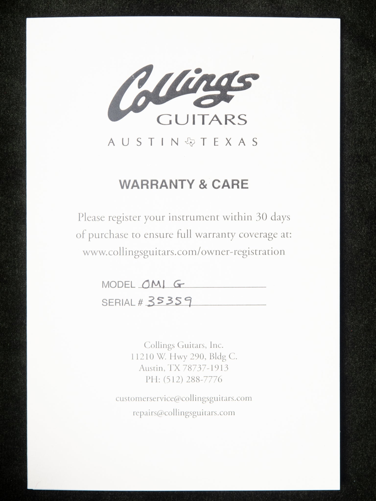2025 Collings OM1G SN 35359