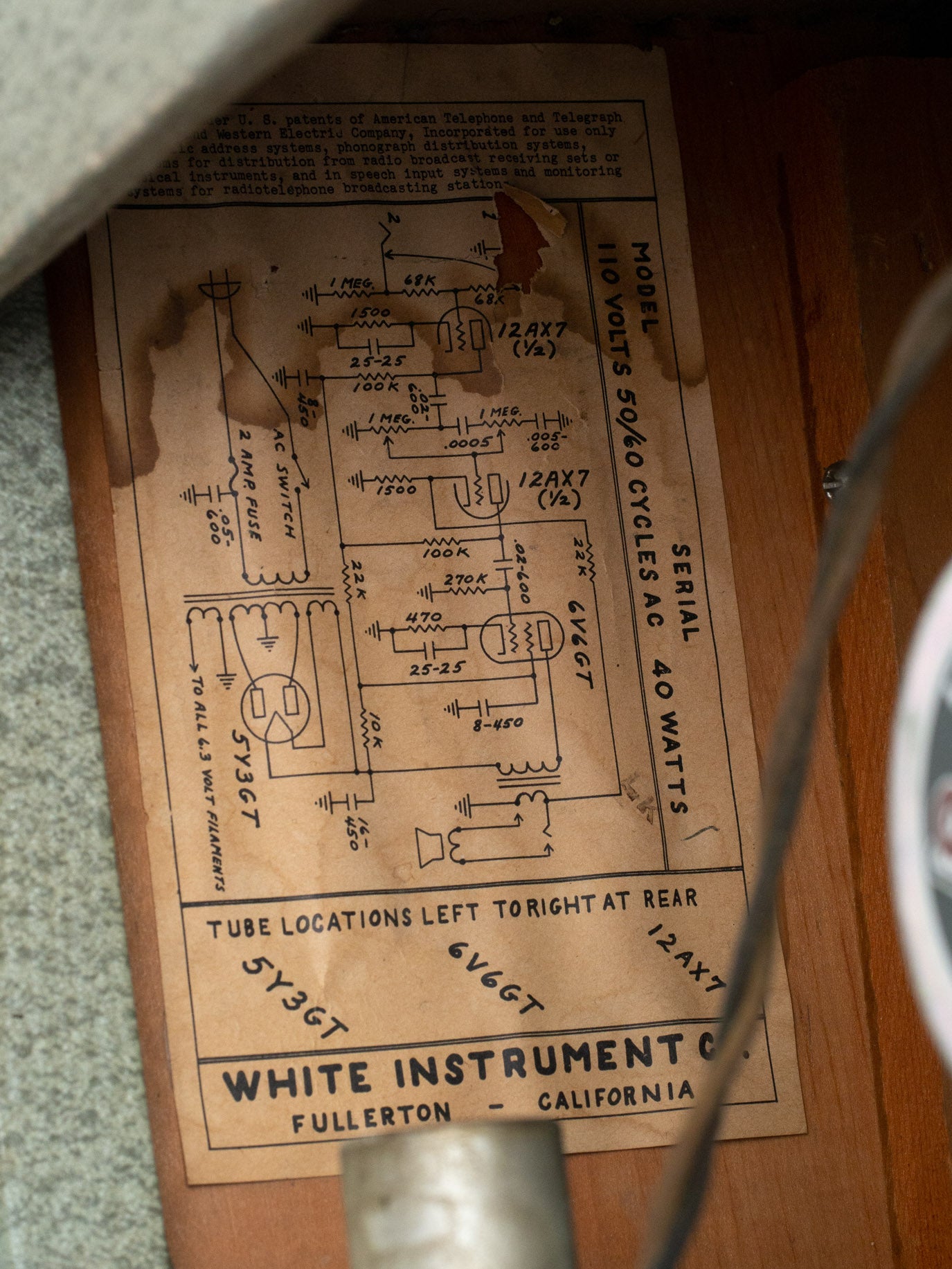 1962 Fender White Higher Fidelity Amplifier